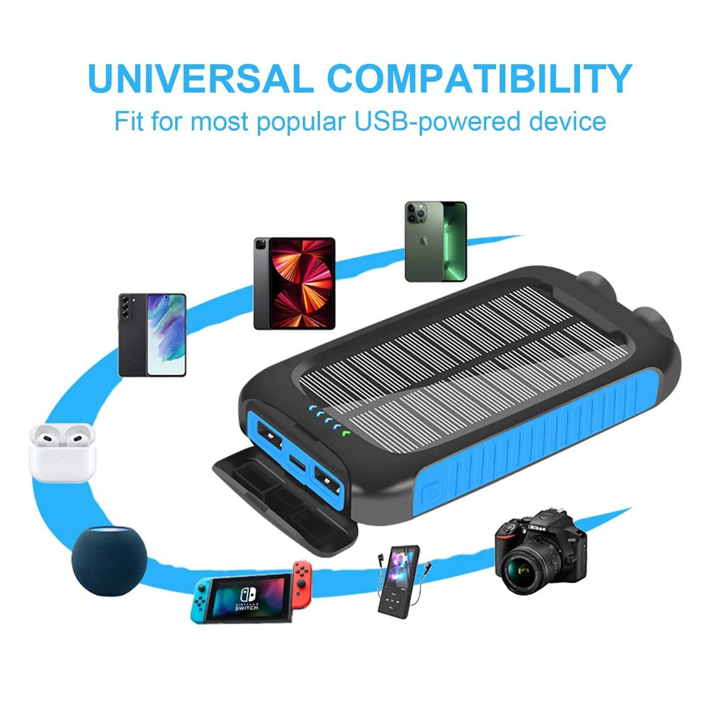 10000mAh Portable Waterproof Fast Charge Solar Power Bank