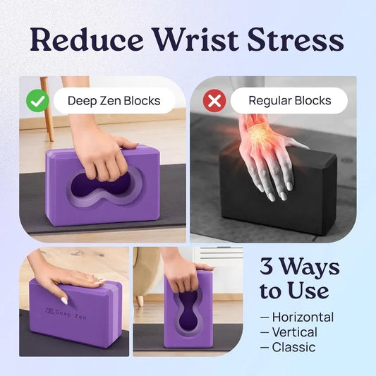 2 Pack Wrist Support Yoga Blocks with Knee Pads & Strap