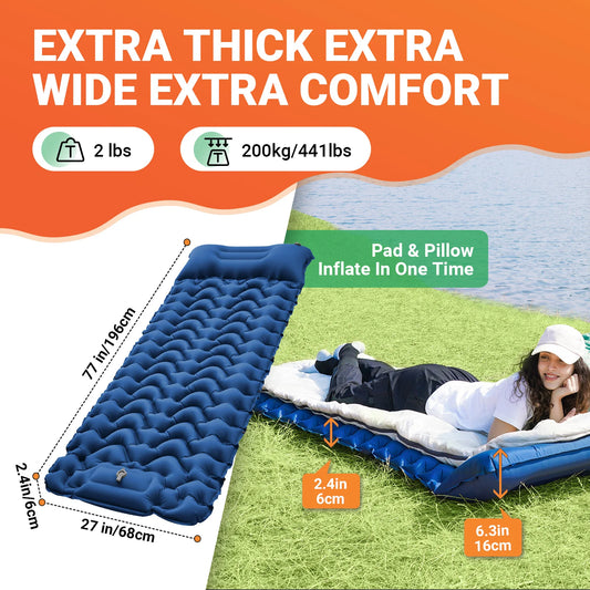 Ultralight Self Inflating Sleeping Pad with Pillow