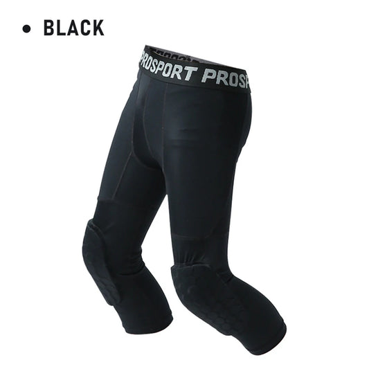 Children Boys Padded Sport Tights Basketball Compression Pants