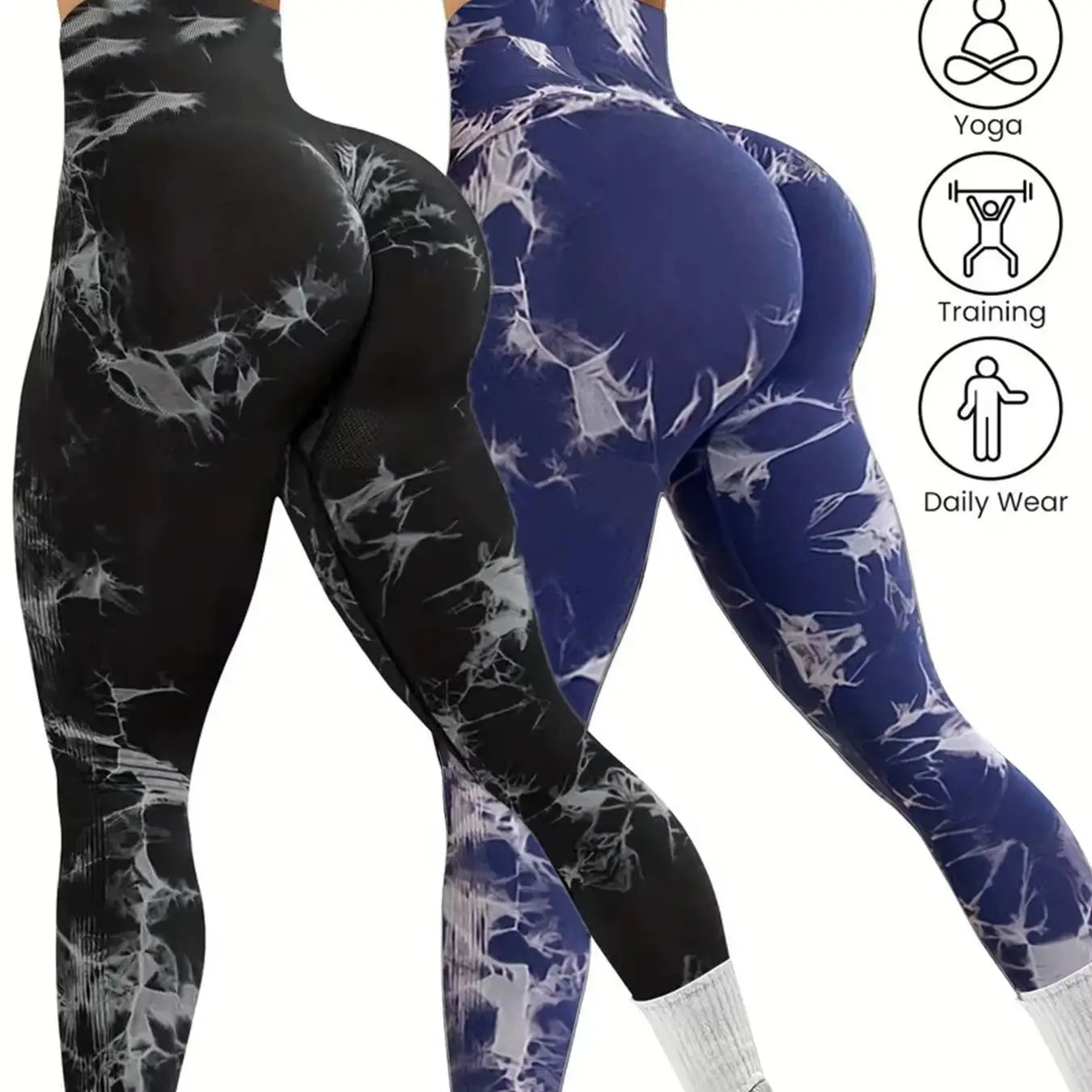 Women's 2pcs Tie-Dye Seamless Yoga Leggings