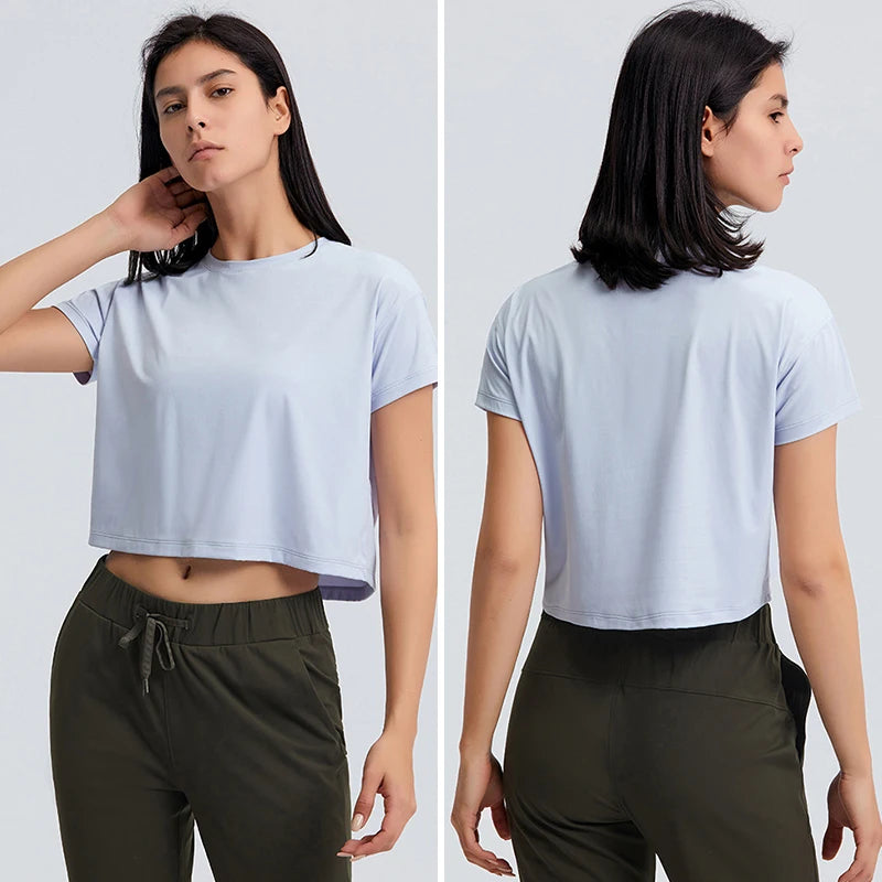 Loose Blouses Women Seamless Sport t-Shirts
