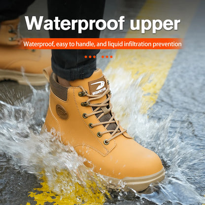 High-top PU anti-smash anti-puncture breathable safety shoes