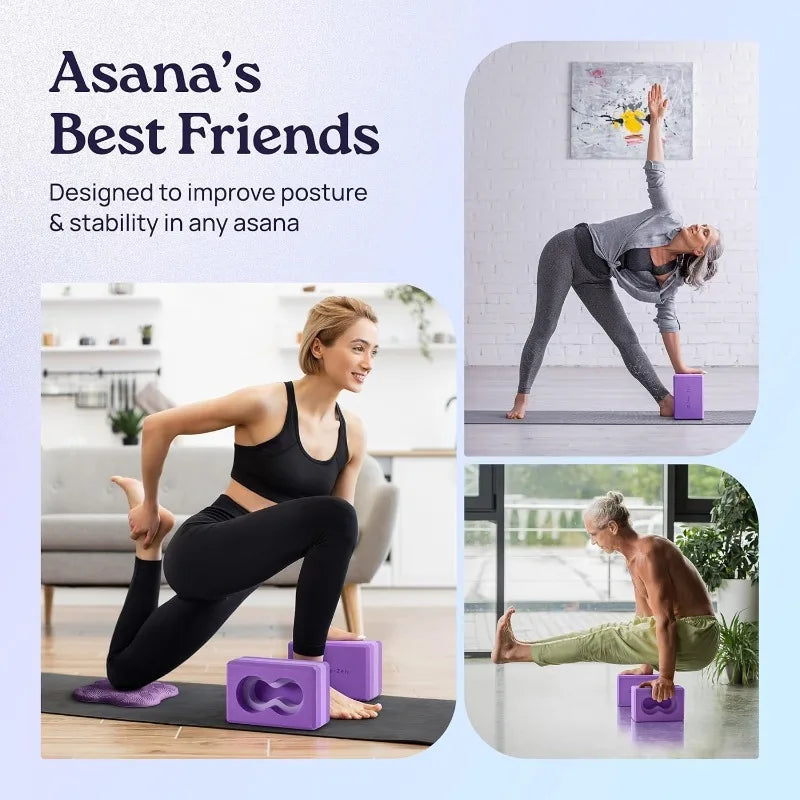 2 Pack Wrist Support Yoga Blocks with Knee Pads & Strap