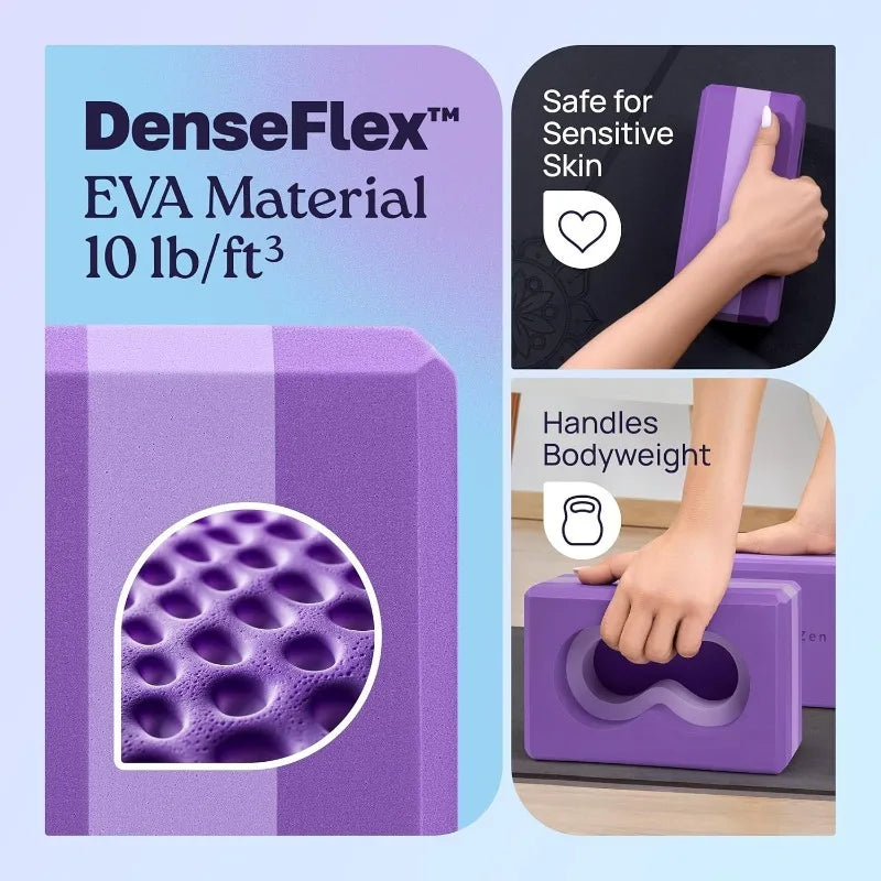 2 Pack Wrist Support Yoga Blocks with Knee Pads & Strap