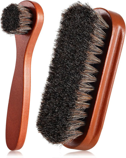 4 Pieces Horsehair Shiny Shoe Brush Set