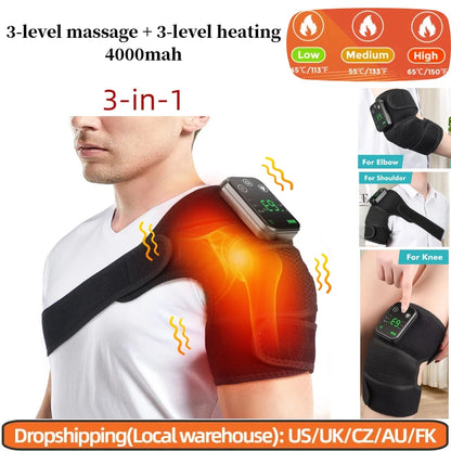 3 in 1 Cordless Thermal Knee Pad Knee Shoulder Massager Vibration