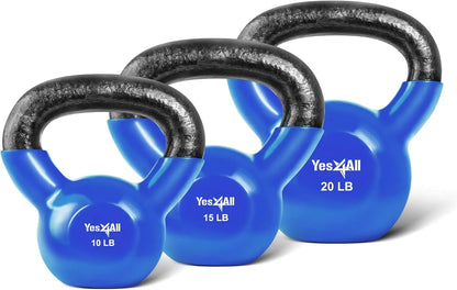 Vinyl Coated Blue Kettlebell Set