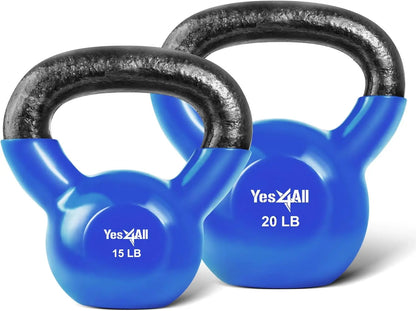 Vinyl Coated Blue Kettlebell Set