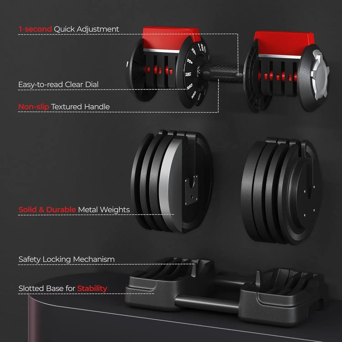 Fast Free Weight Adjustable Dumbbell Set  52.5lbs/90lbs