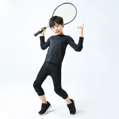 Children Boys Padded Sport Tights Basketball Compression Pants