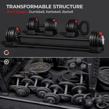 Fast Free Weight Adjustable Dumbbell Set  52.5lbs/90lbs