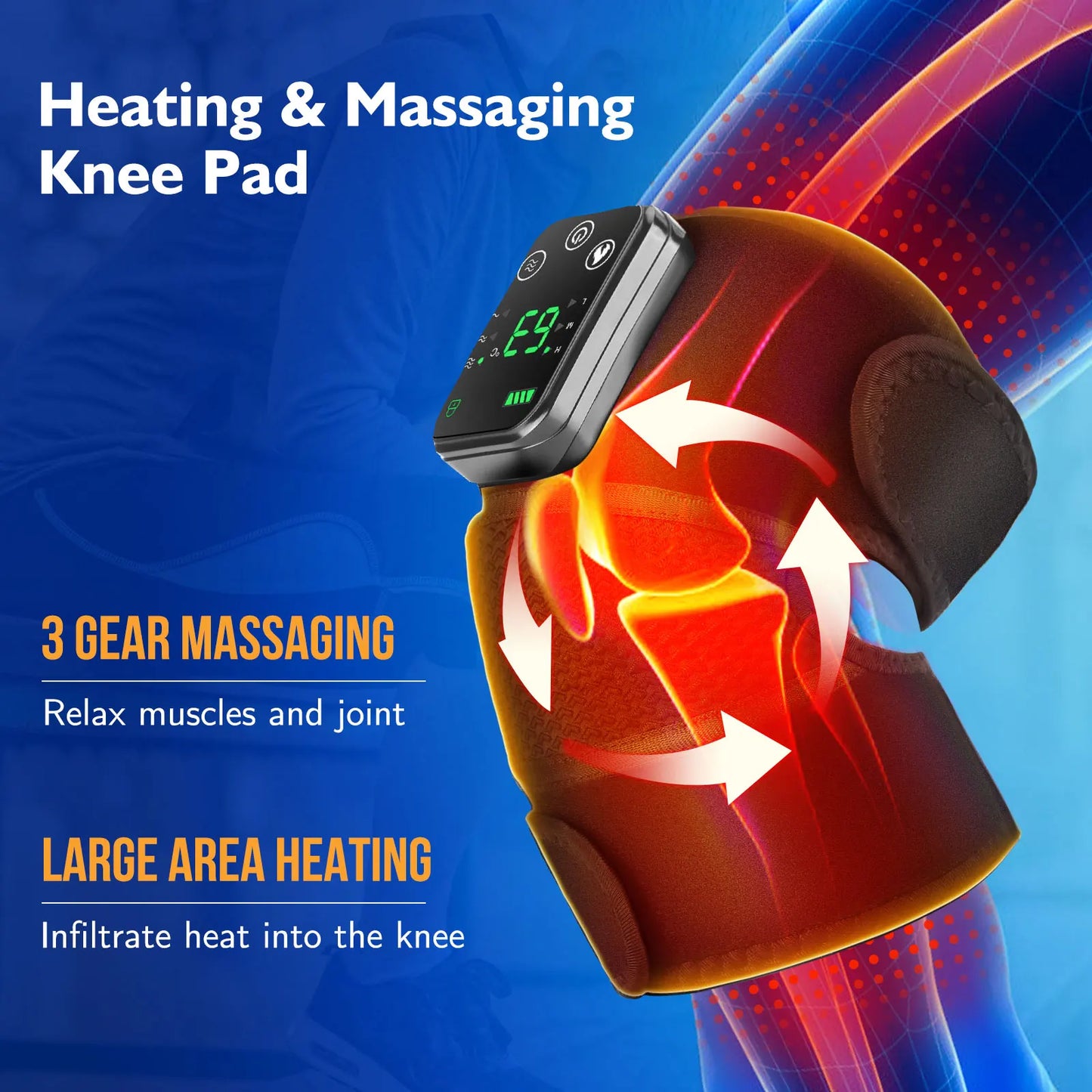 3 in 1 Cordless Thermal Knee Pad Knee Shoulder Massager Vibration