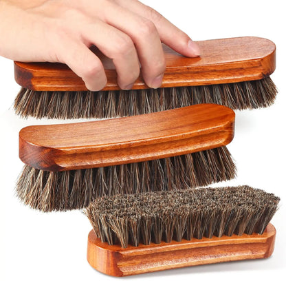 4 Pieces Horsehair Shiny Shoe Brush Set