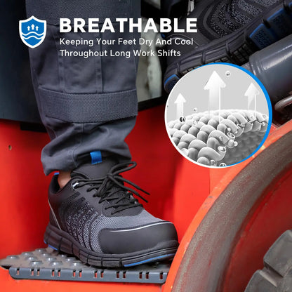 Composite Toe, Non-Slip, Puncture-Proof, Lightweight & Breathable Sneakers