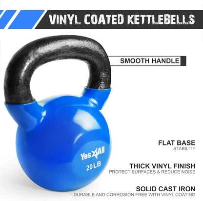 Vinyl Coated Blue Kettlebell Set