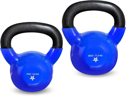 Vinyl Coated Blue Kettlebell Set