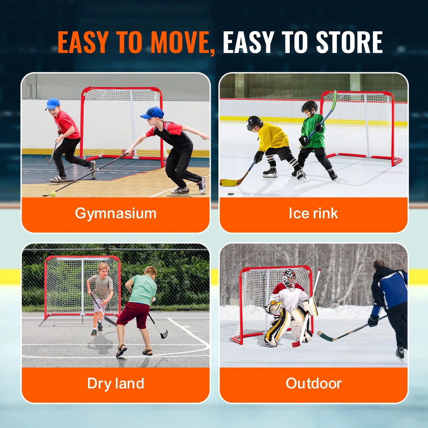 Portable Lightweight Steel Youth Street Hockey Net Goal